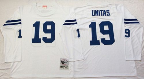 Mitchell And Ness Colts #19 Johnny Unitas White Throwback Stitched NFL Jersey - Click Image to Close